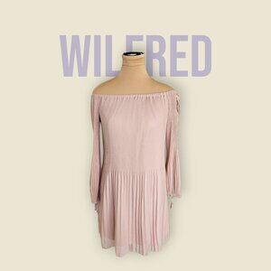 Wilfred Aritzia Raison Off-shoulder Dress Light Punk Ruched Chiffon Sz XXS